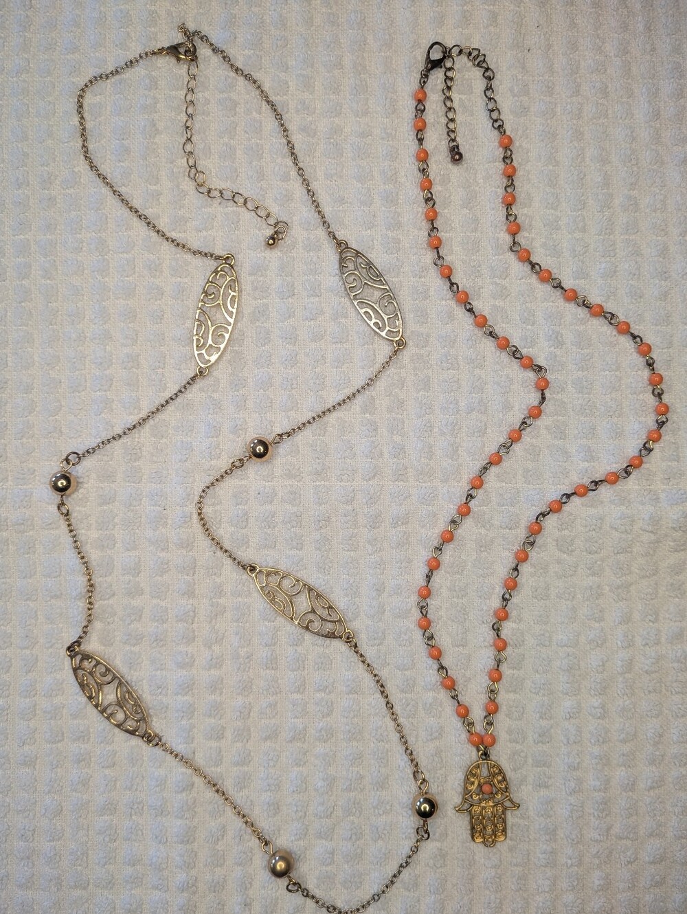Gold Tone Beaded Necklace Duo - Picture 2 of 9